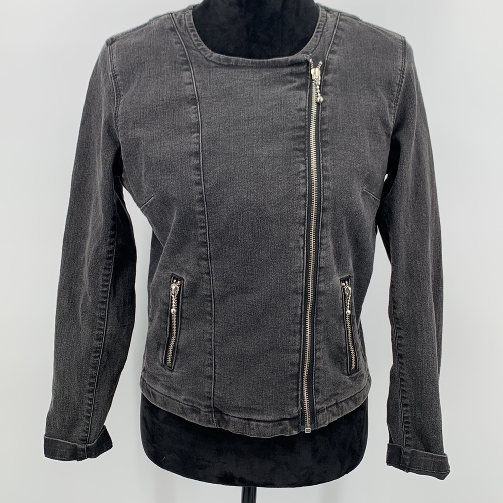 Levi’s Jacket Black denim size Medium Moto Vintage - Picture 4 of 7